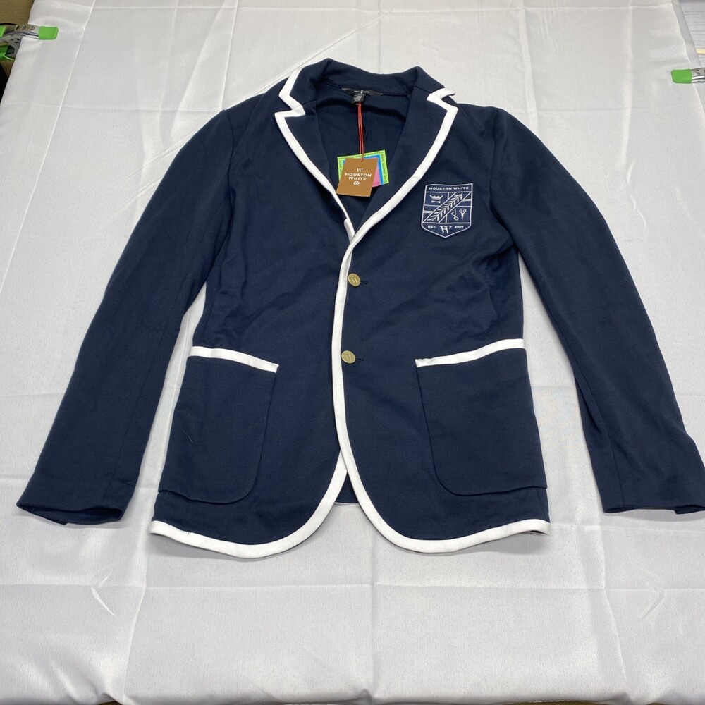 NWT Houston White Navy Blue SZ Small Blazer Jacket with Crest Patch! Brand new!